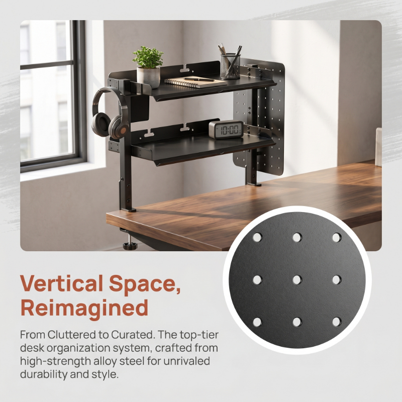 2-Tier Metal Clamp Desk Shelf  – Headphone Stand Desk recenzja i cena