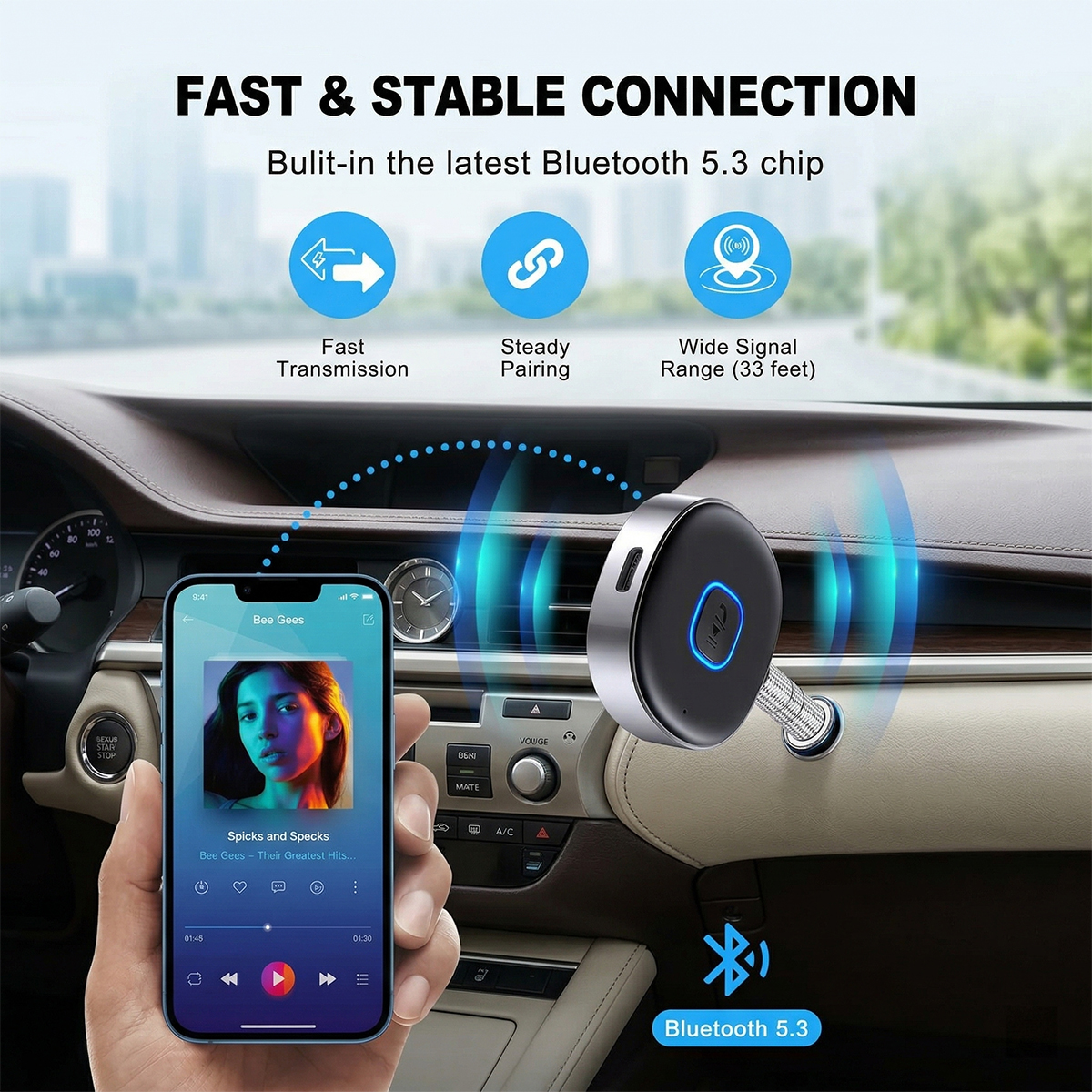 Car Bluetooth AUX Adapter, Min – Bluetooth Adapter Receiver recenzja i cena